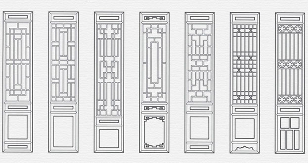 高邑常用中式仿古花窗图案隔断设计图